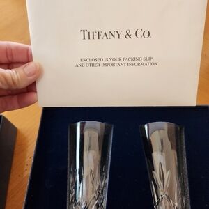 Tiffany & Co. Sybil Crystal Champagne Flute Glasses Set of 2 NEW in Box
